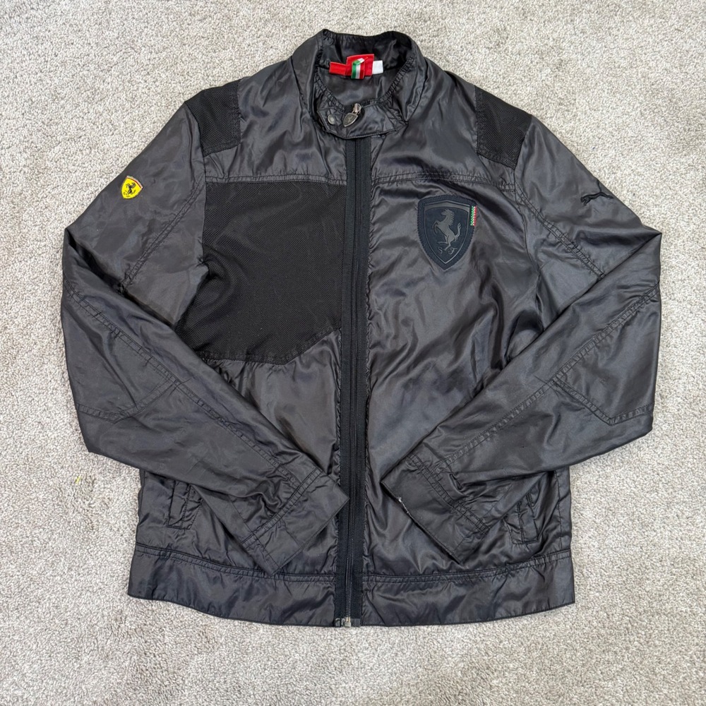 Puma Scuderia Ferrari Mens Black Windbreaker Racing Jacket Sport Lifestyle Large